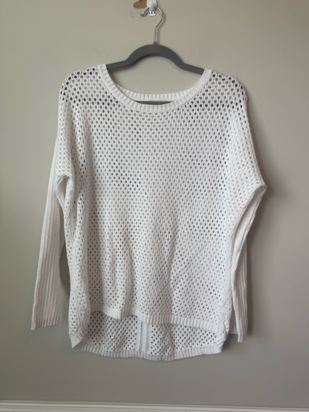 Prana White Open-Knit Long Sleeve spring Women's Sweater size medium